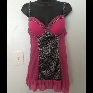 Pink and black lingerie teddy. FITS M
